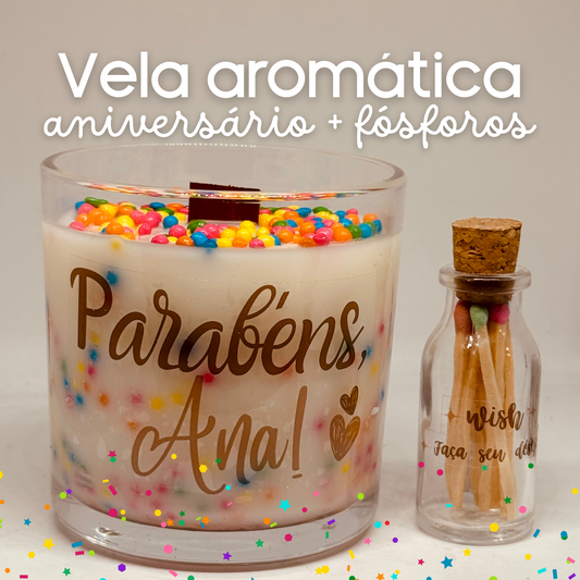Vela aniversário & fósforos